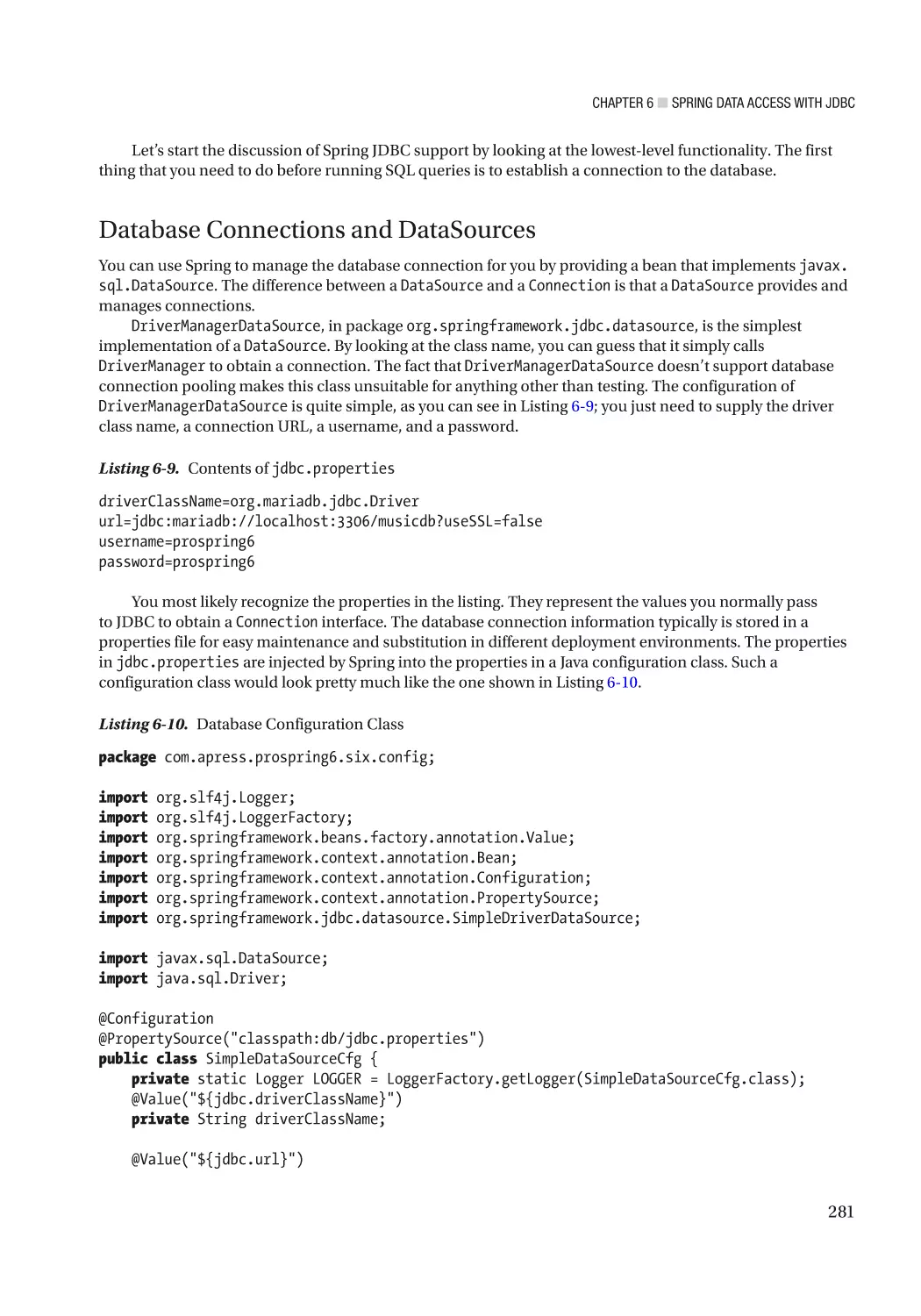 Database Connections and DataSources