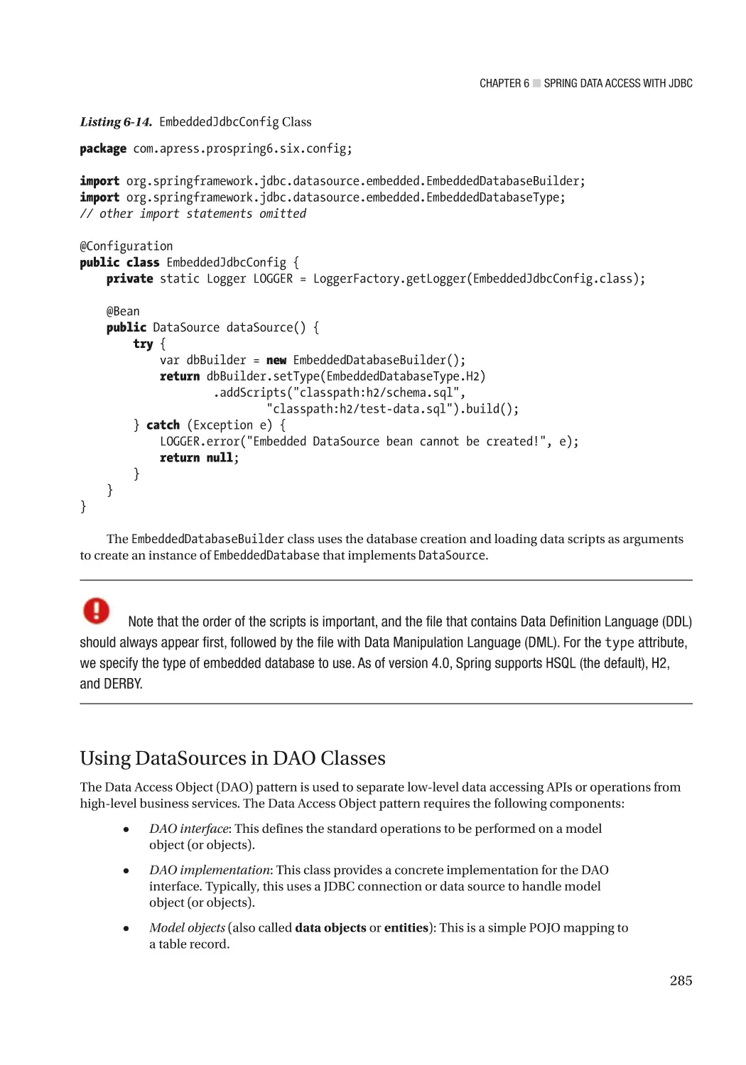 Using DataSources in DAO Classes