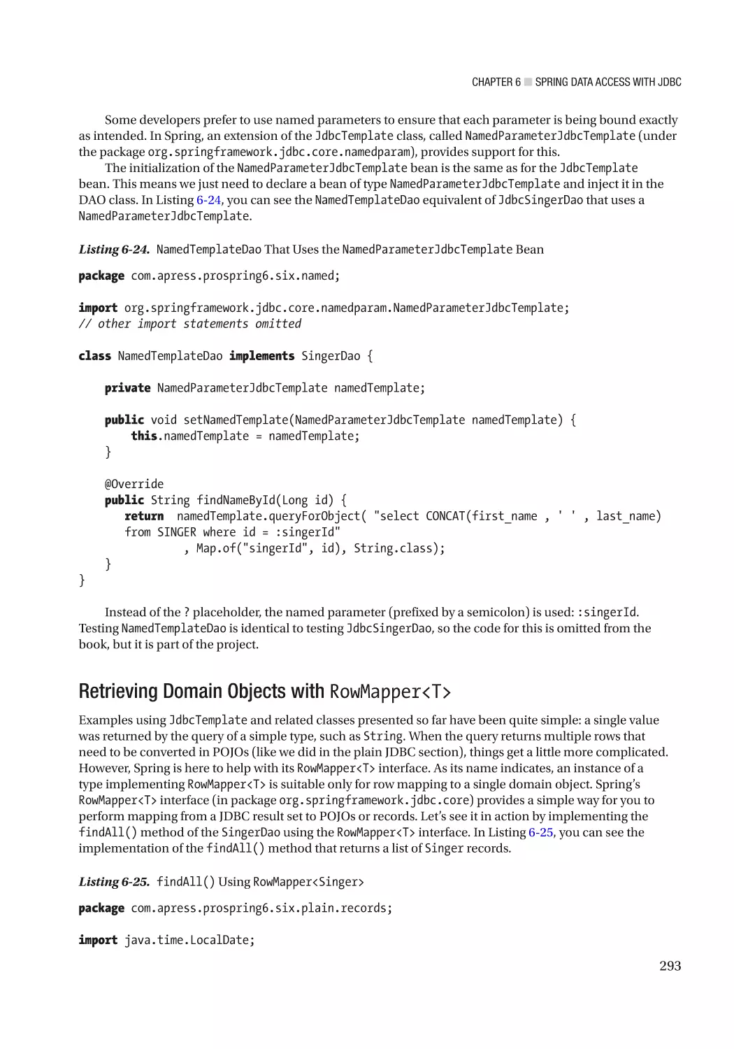 Retrieving Domain Objects with RowMapper<T>