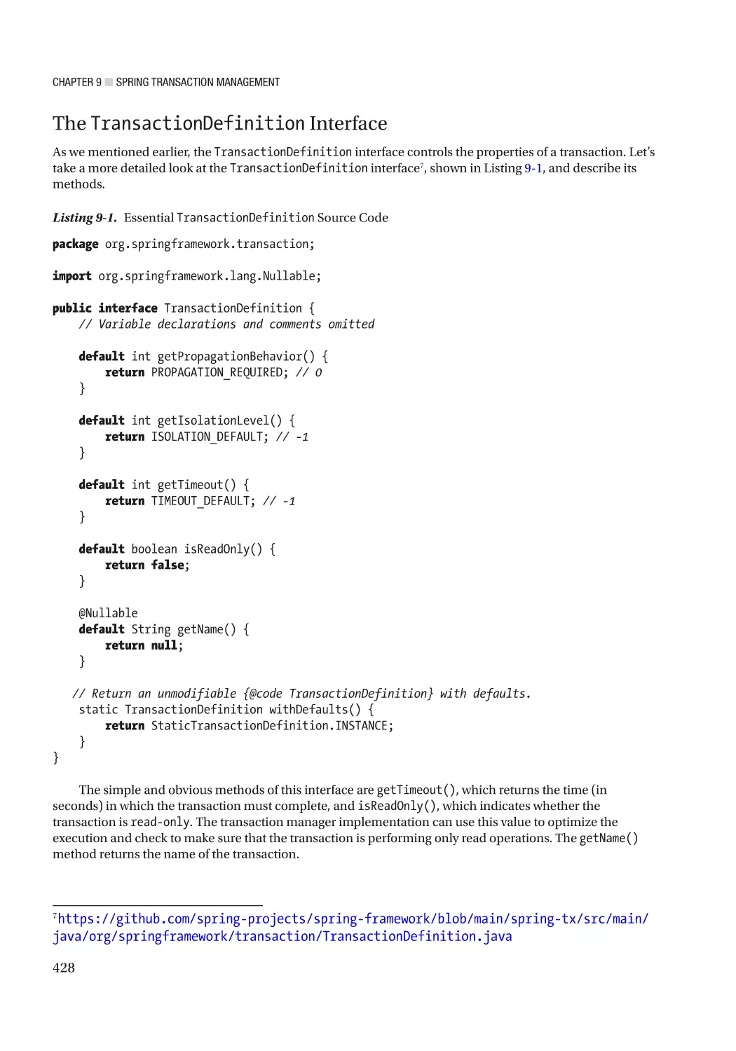 The TransactionDefinition Interface