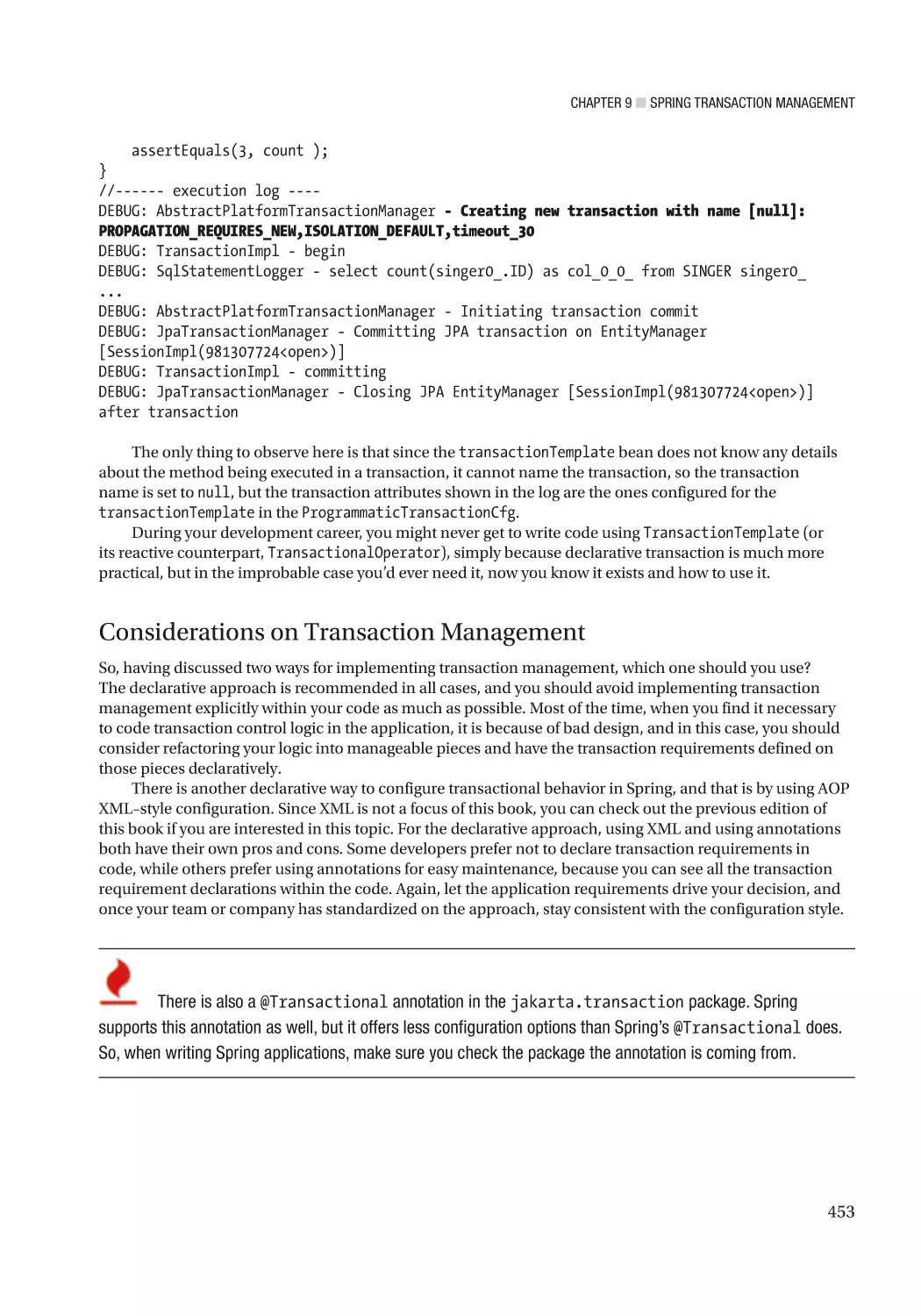 Considerations on Transaction Management