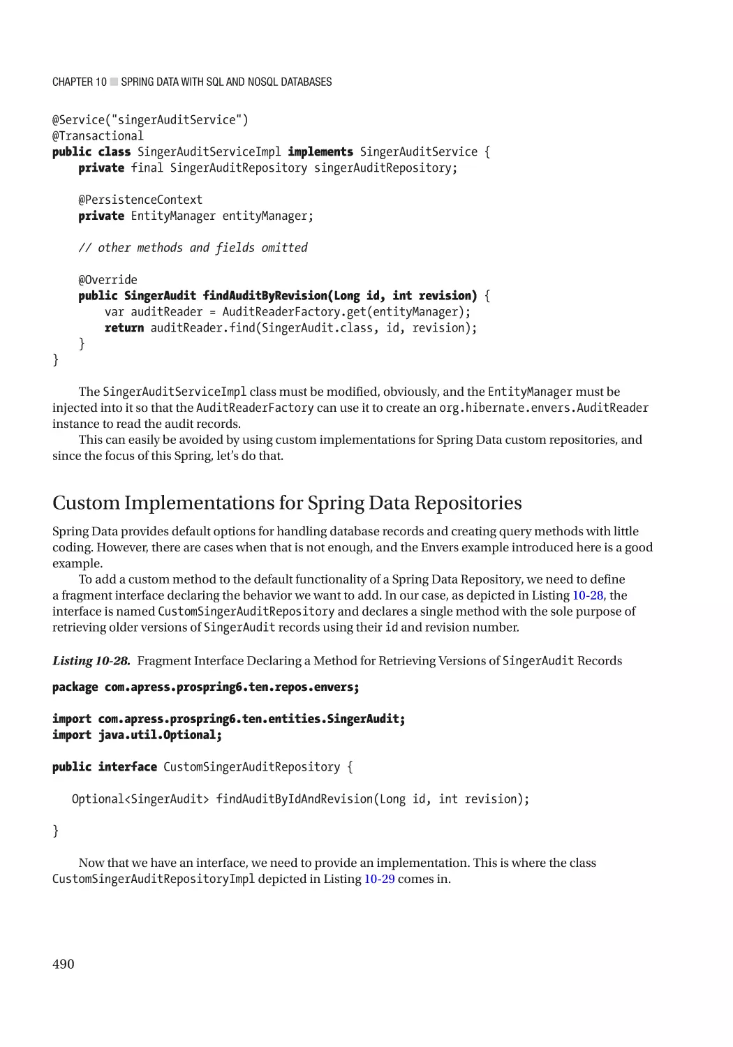 Custom Implementations for Spring Data Repositories