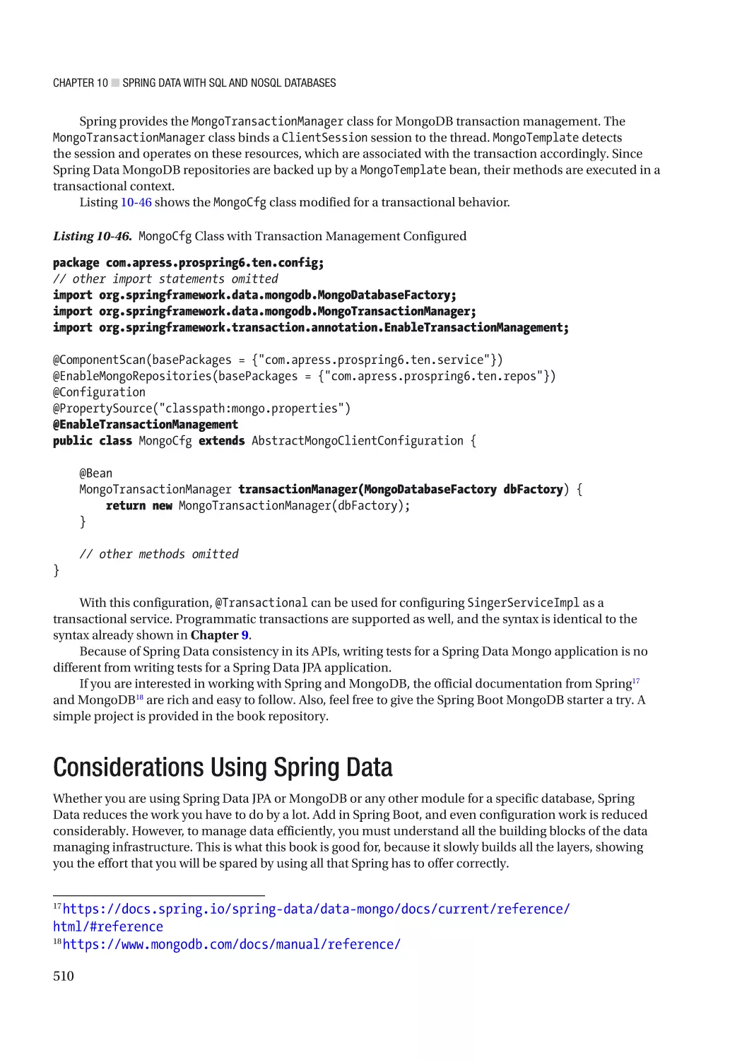 Considerations Using Spring Data