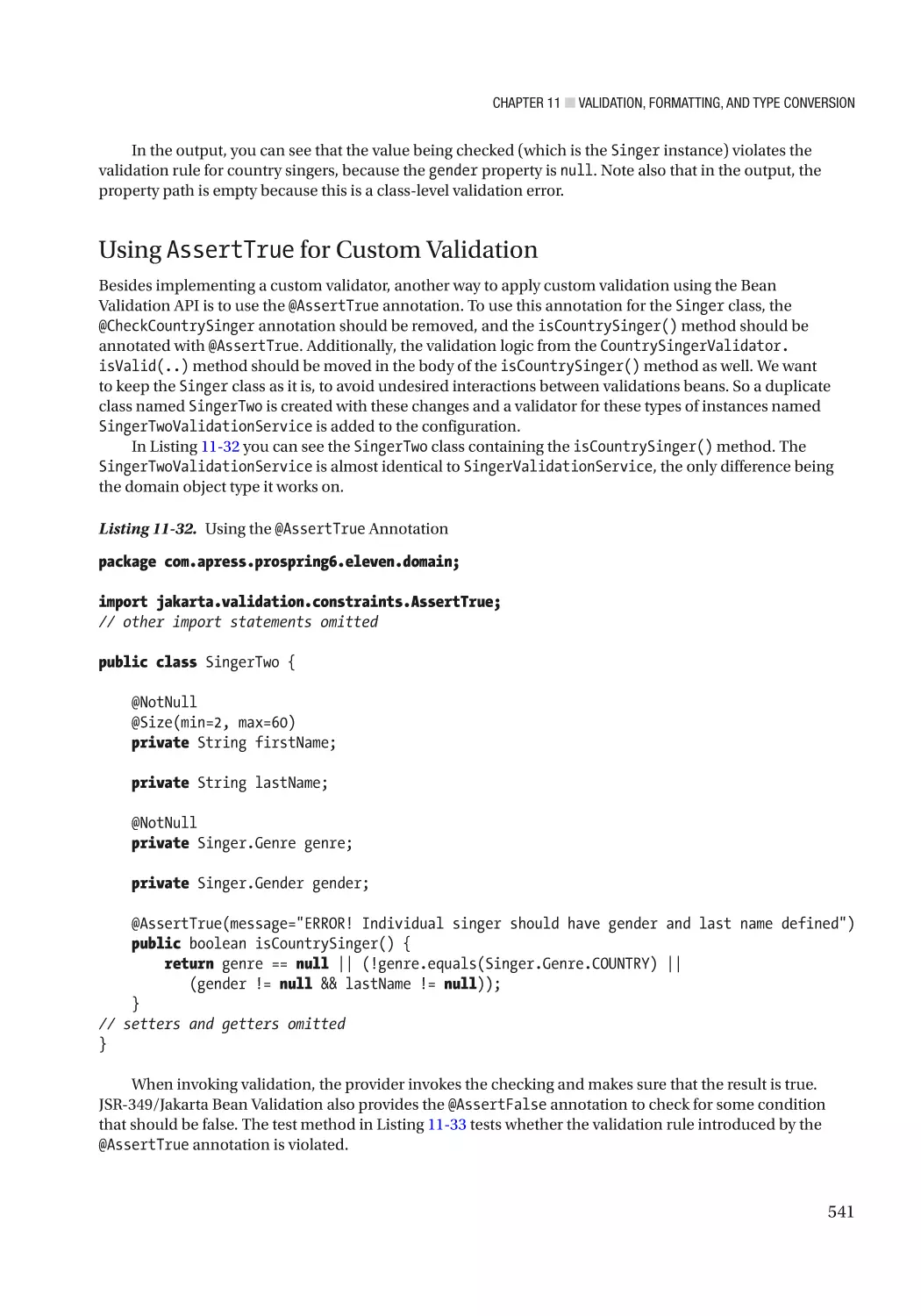 Using AssertTrue for Custom Validation