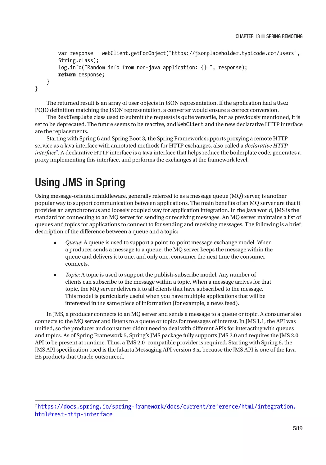 Using JMS in Spring