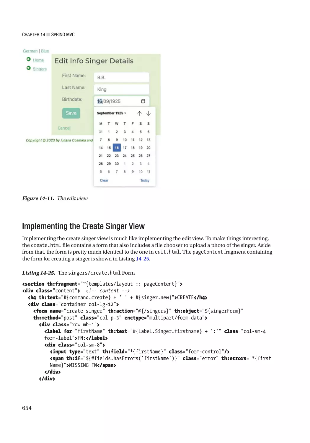 Implementing the Create Singer View