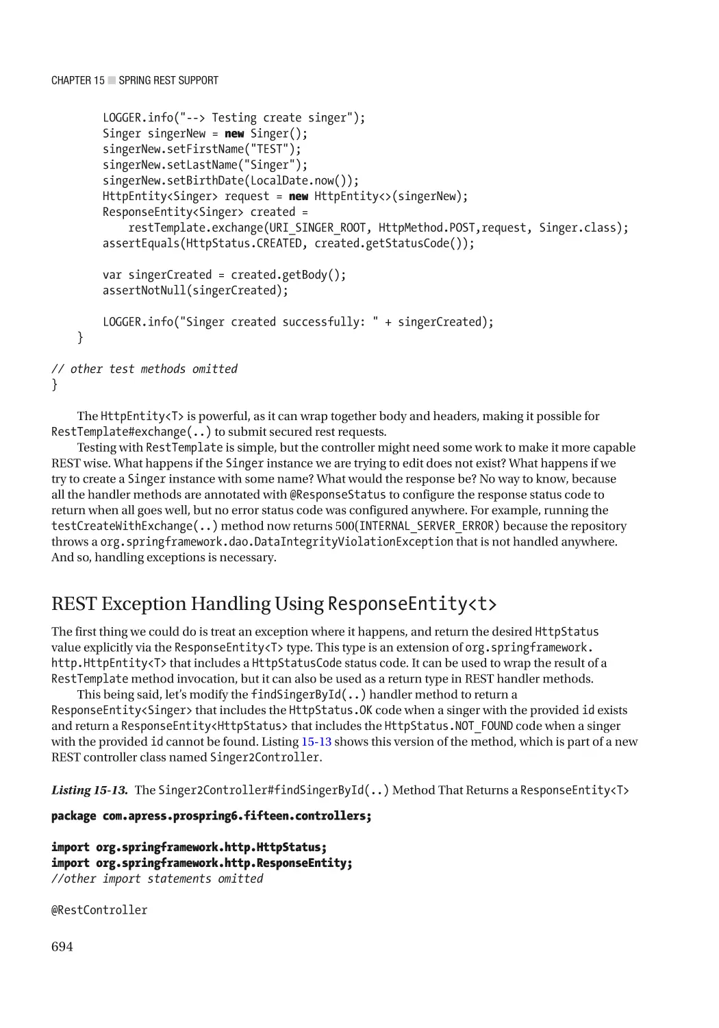 REST Exception Handling Using ResponseEntity<t>