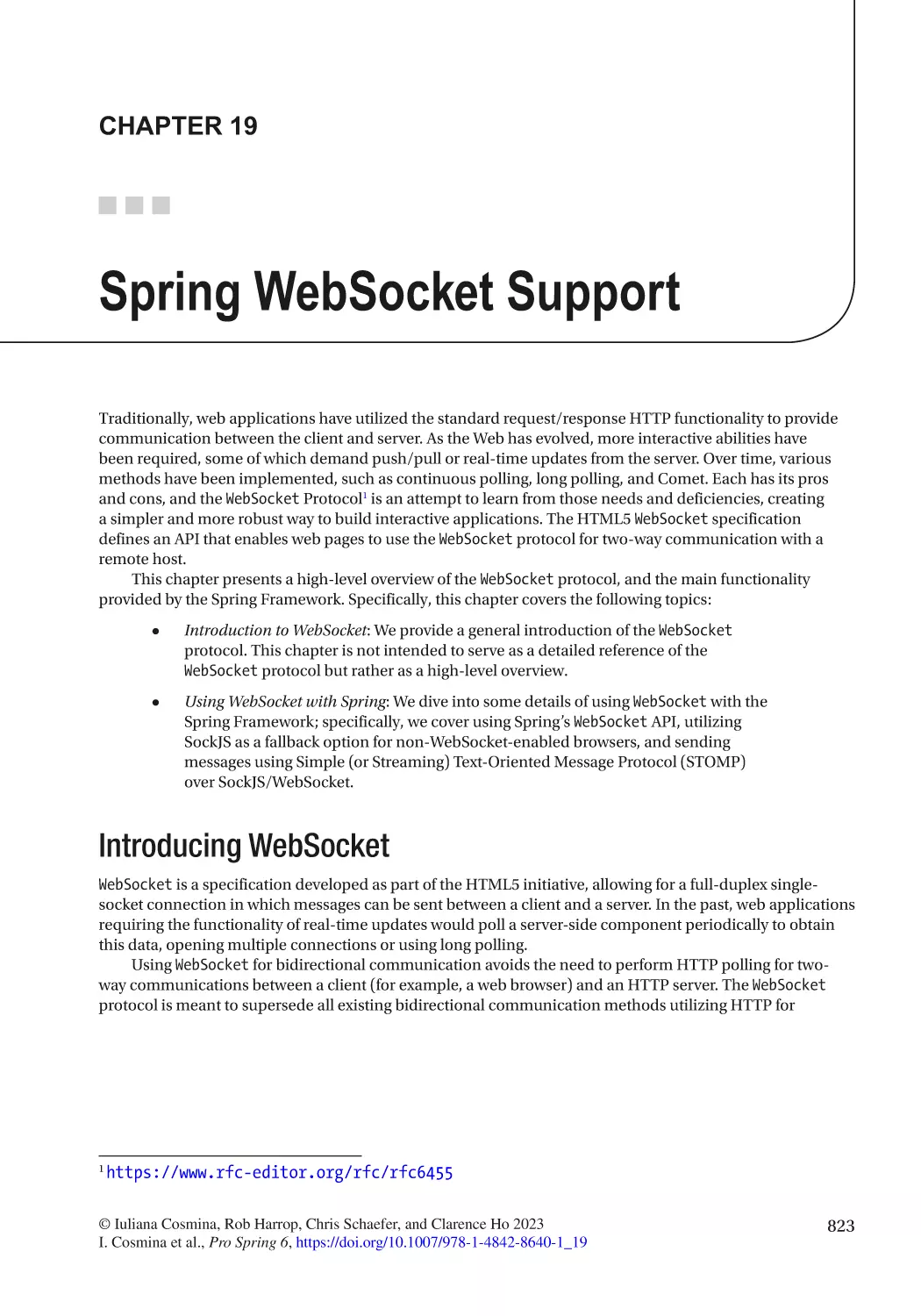 Chapter 19
Introducing WebSocket