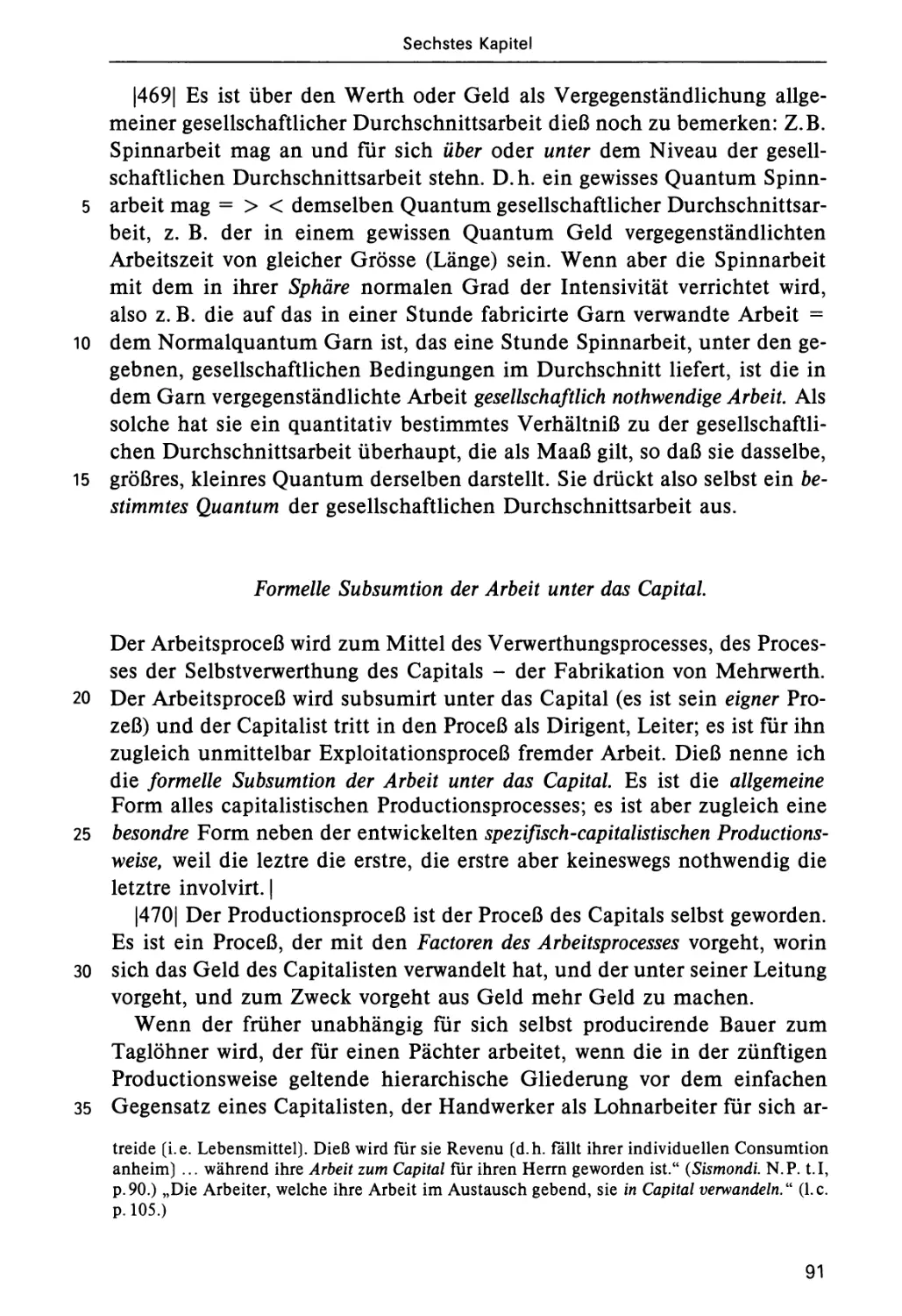 Formelle Subsumtion der Arbeit unter das Kapital