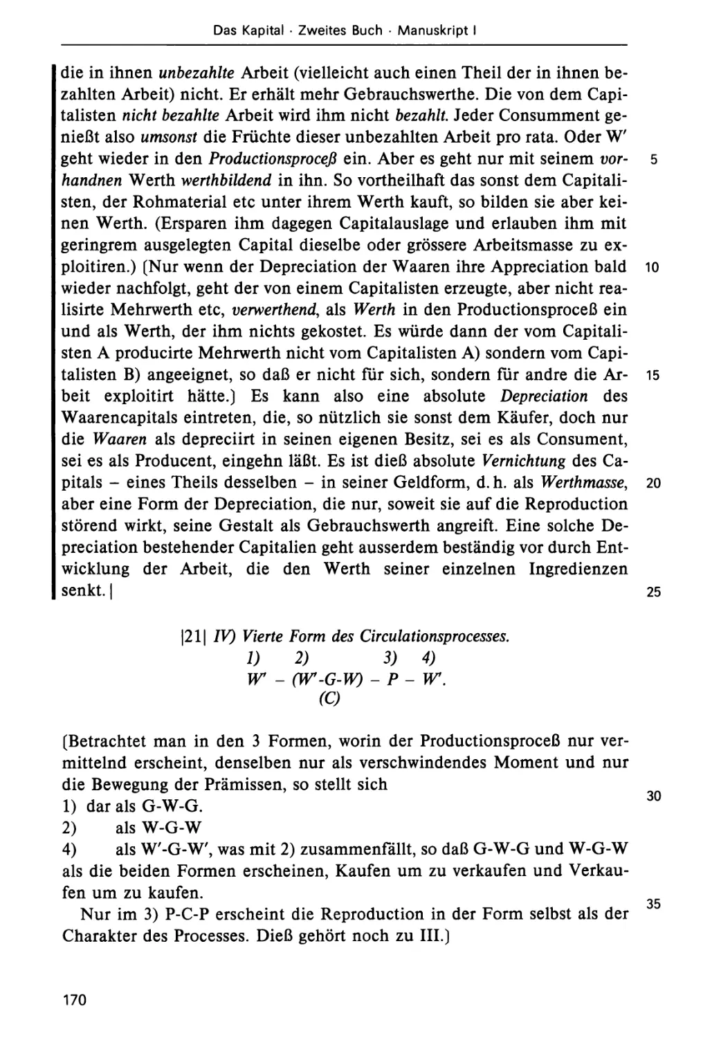 IV. Vierte Form des Zirkulationsprozesses