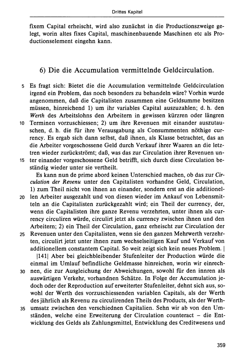 6. Die die Akkumulation vermittelnde Geldzirkulation