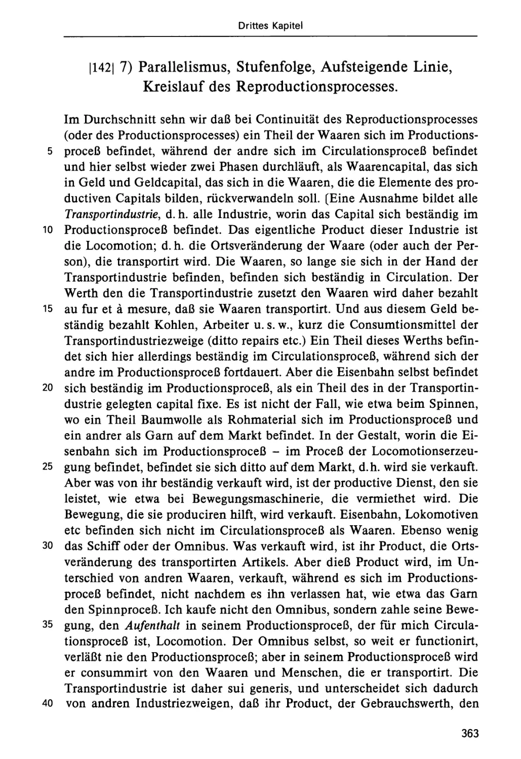 7. Parallelismus, Stufenfolge, aufsteigende Linie, Kreislauf des Reproduktionsprozesses