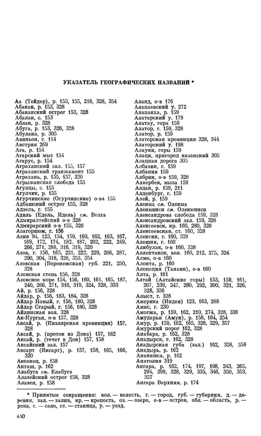 Указатель географических названий
