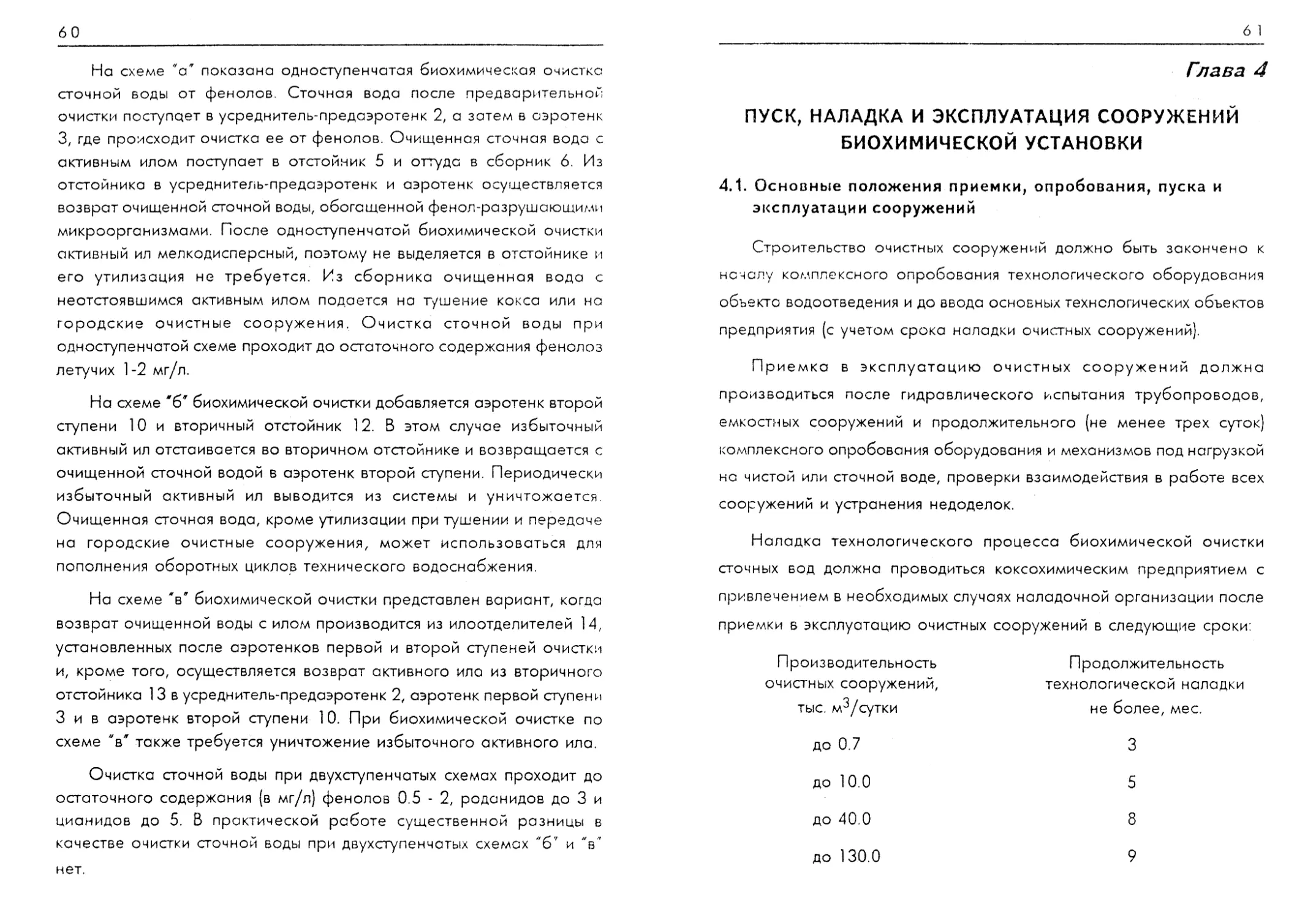 Пуск, наладка и эксплуатация сооружений биохимической установки