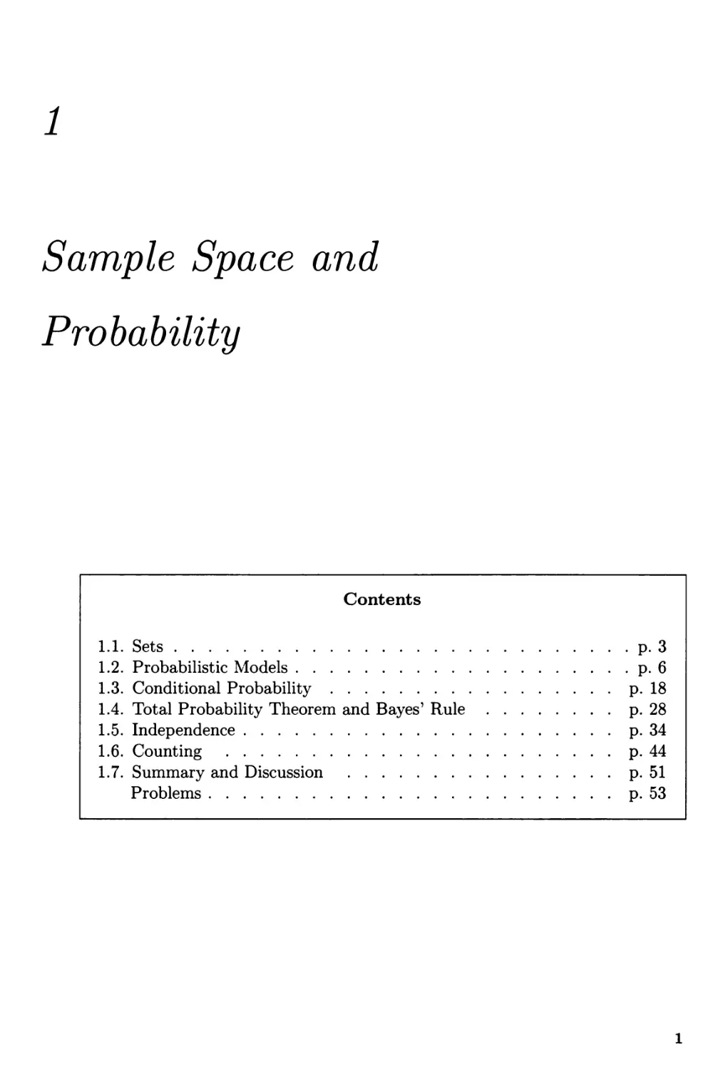 1. Sample Space and Probability