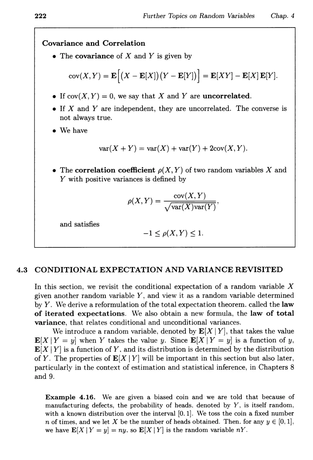 4.3. Conditional Expectation and Variance Revisited