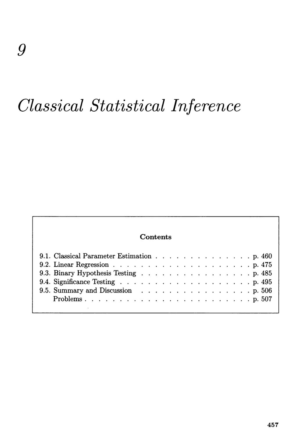 9. Classical Statistical Inference