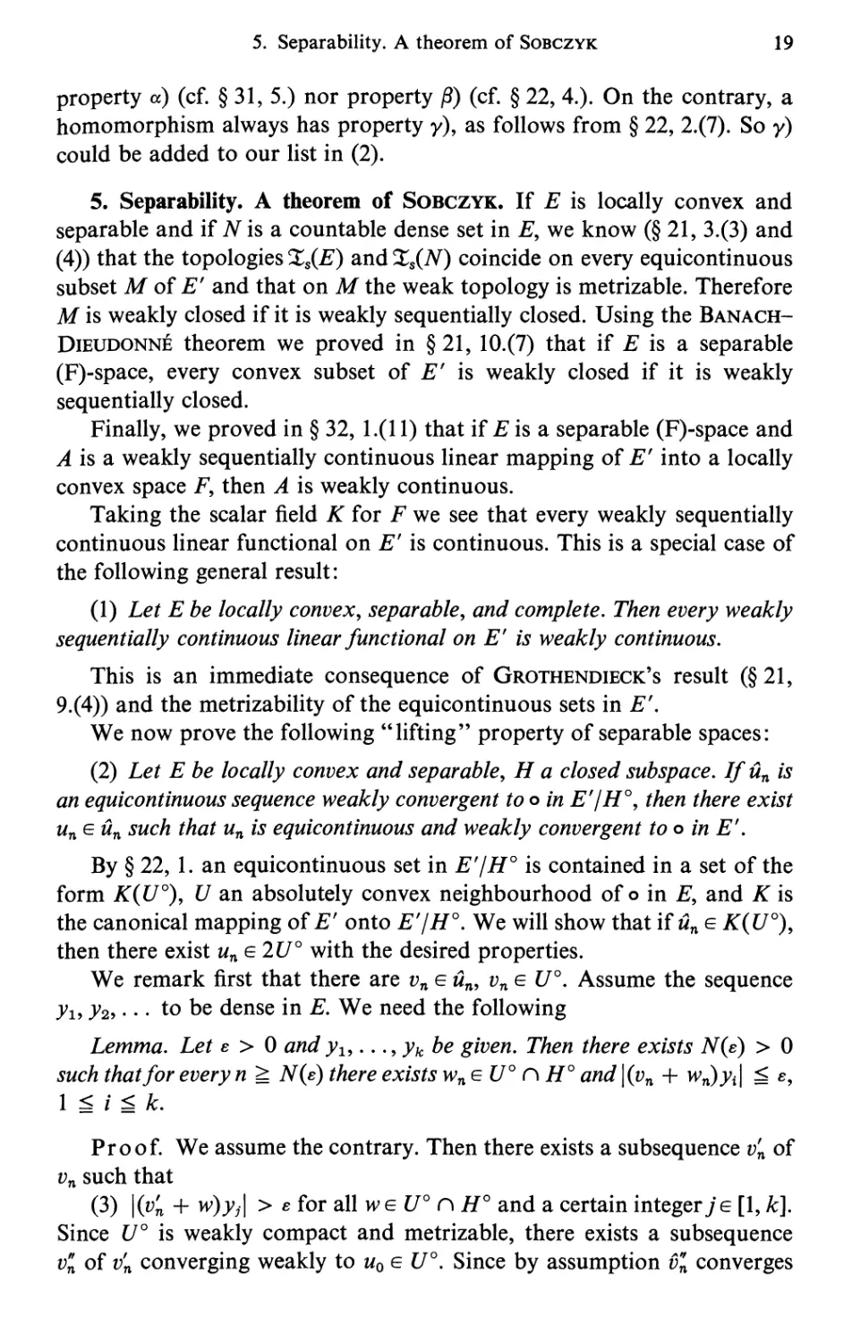 5. Separability. A theorem of Sobczyk