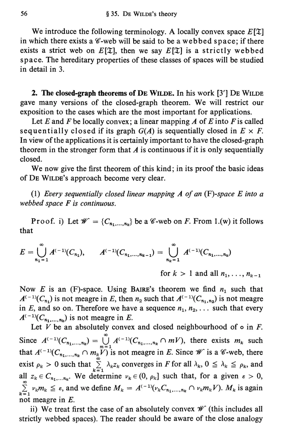 2. The closed-graph theorems of De Wilde
