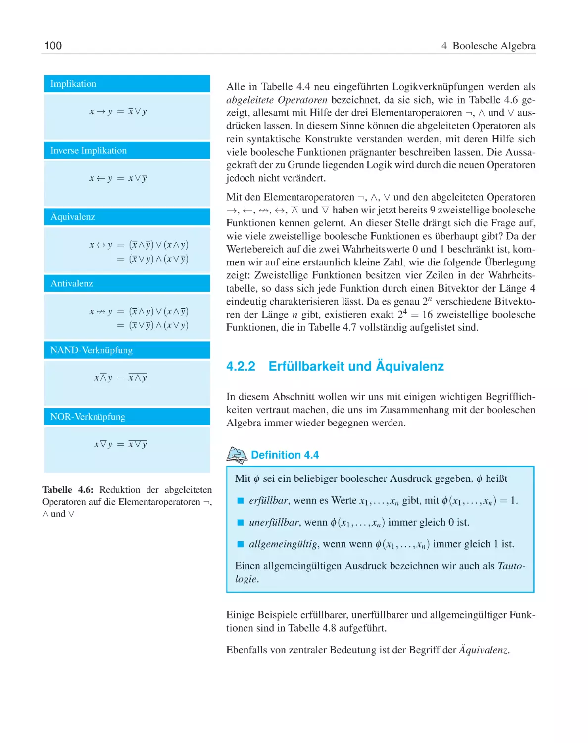 4.2.2 Erfüllbarkeit und Äquivalenz