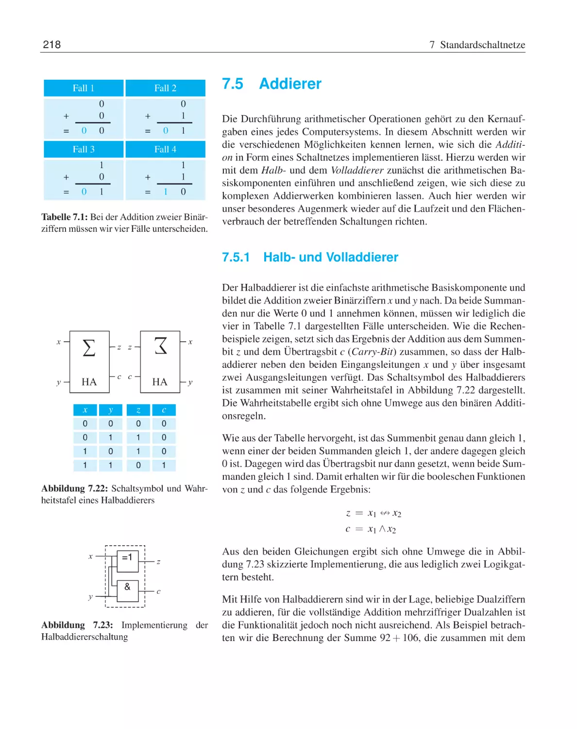 7.5 Addierer
7.5.1 Halb- und Volladdierer