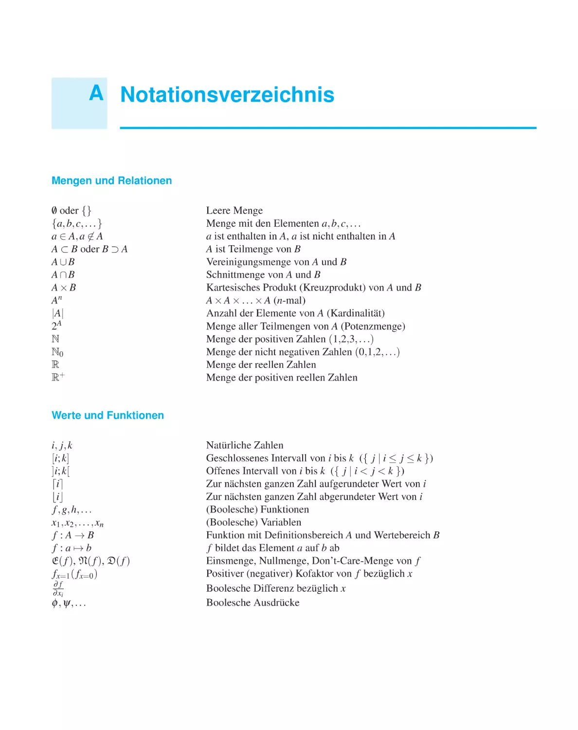 A Notationsverzeichnis