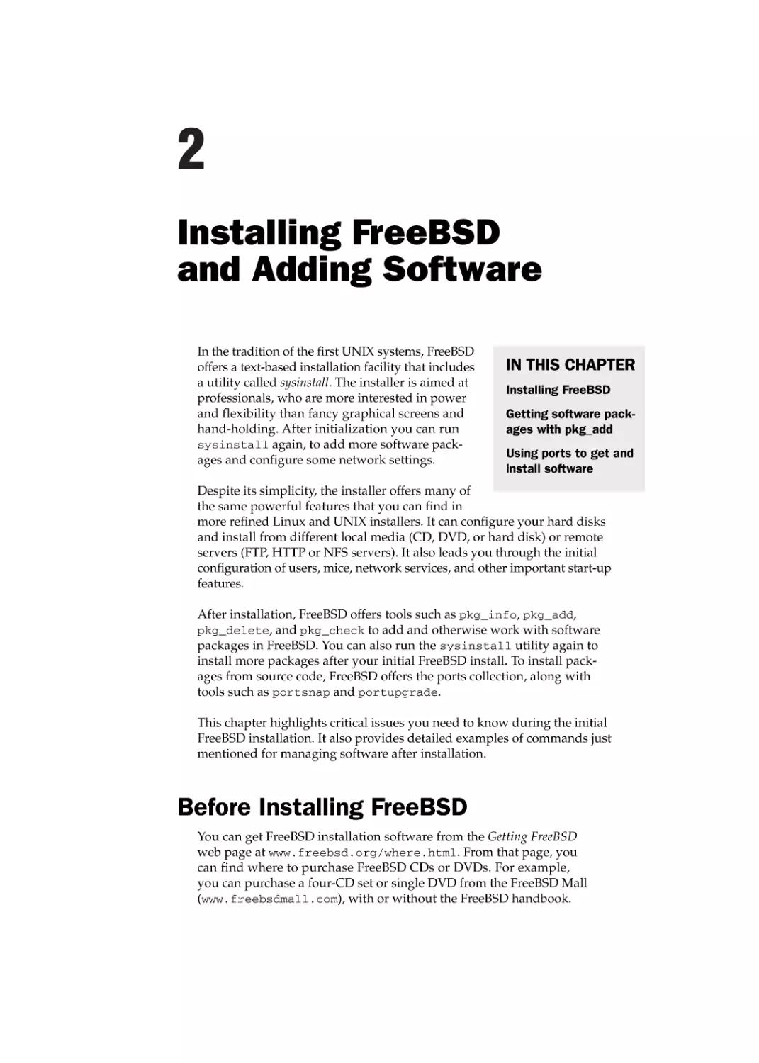 Chapter 2
Before Installing FreeBSD