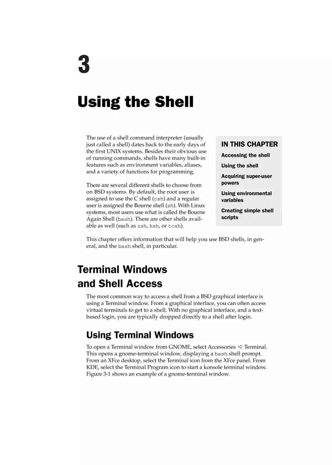 Chapter 3
Terminal Windows and Shell Access