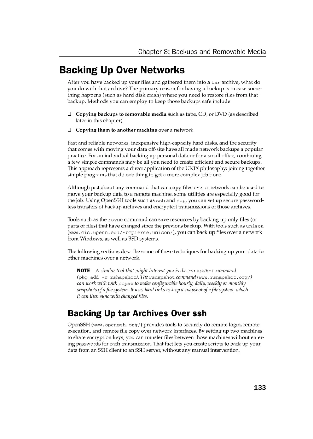 Backing Up Over Networks