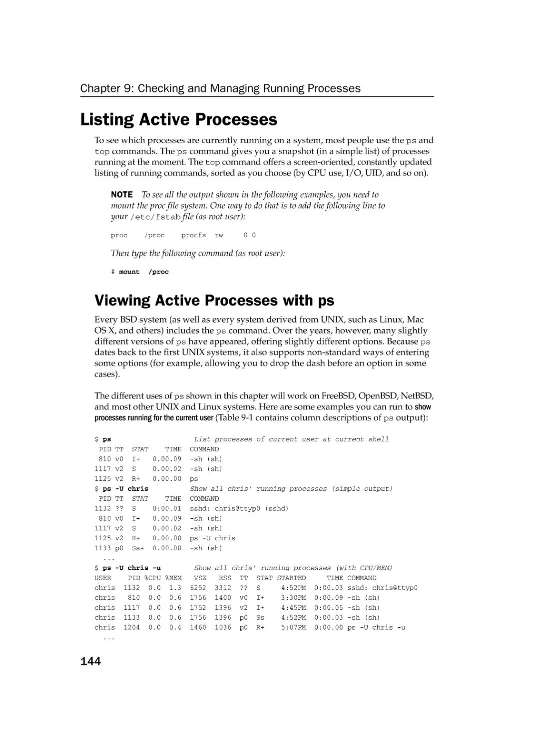 Listing Active Processes