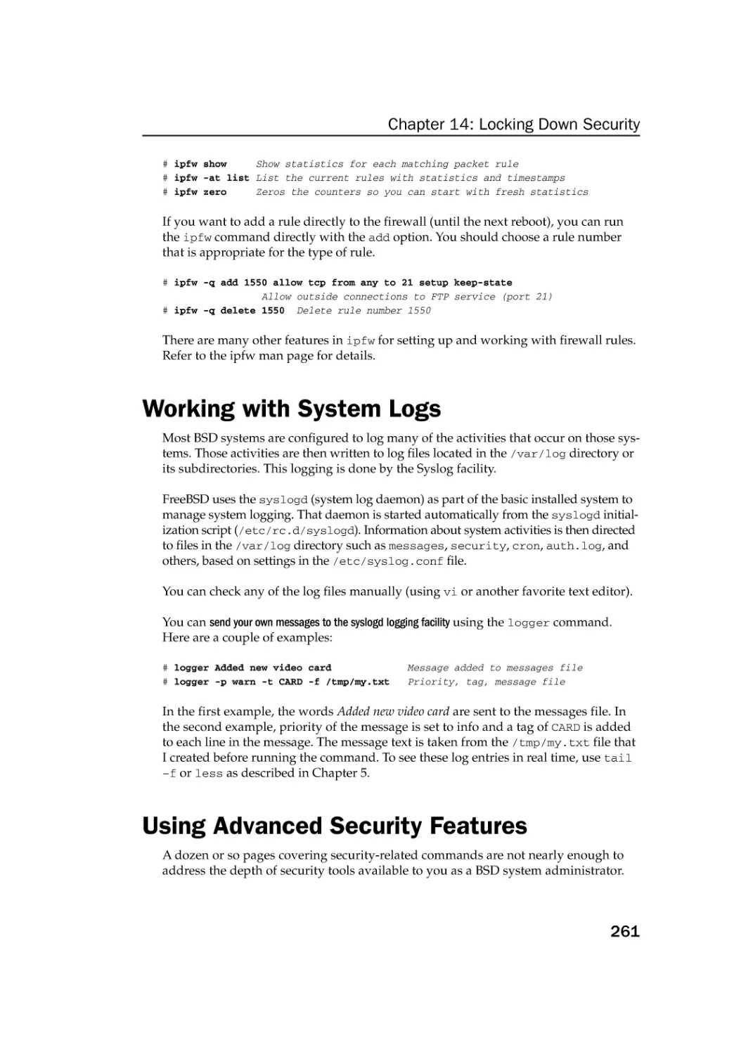 Working with System Logs
Using Advanced Security Features
