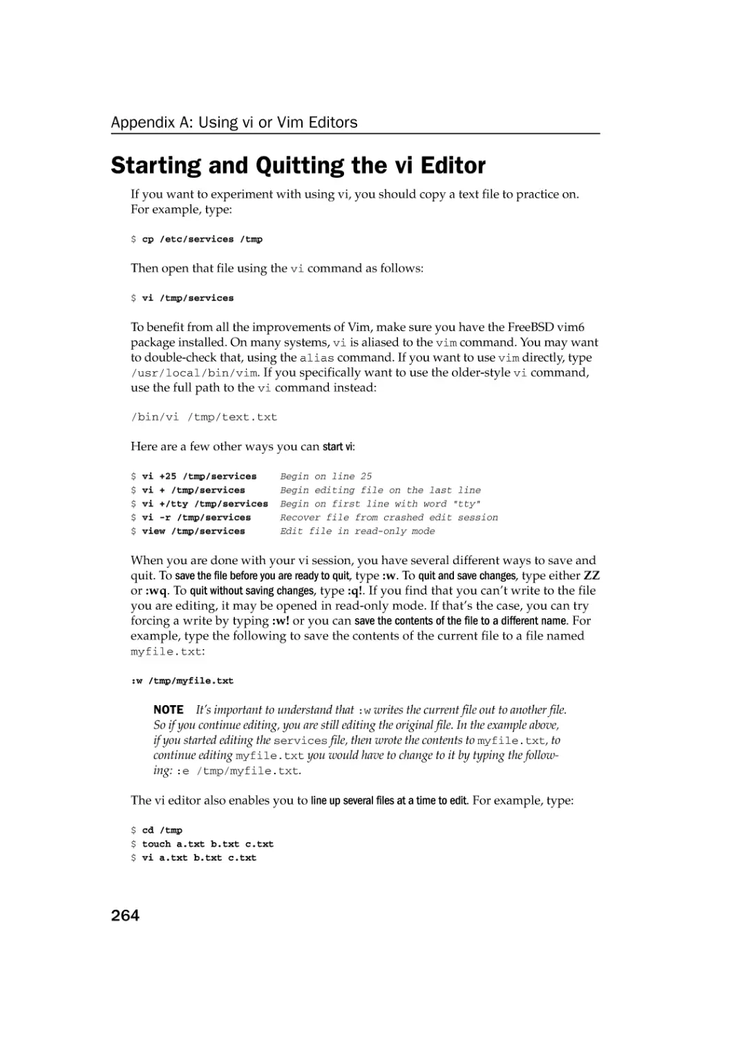 Starting and Quitting the vi Editor
