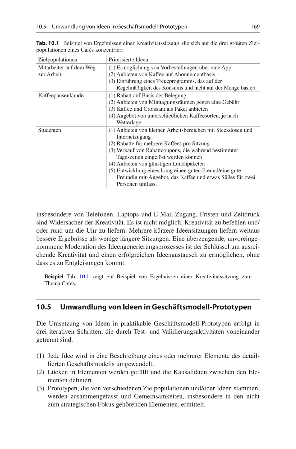 10.5	 Umwandlung von Ideen in Geschäftsmodell-Prototypen