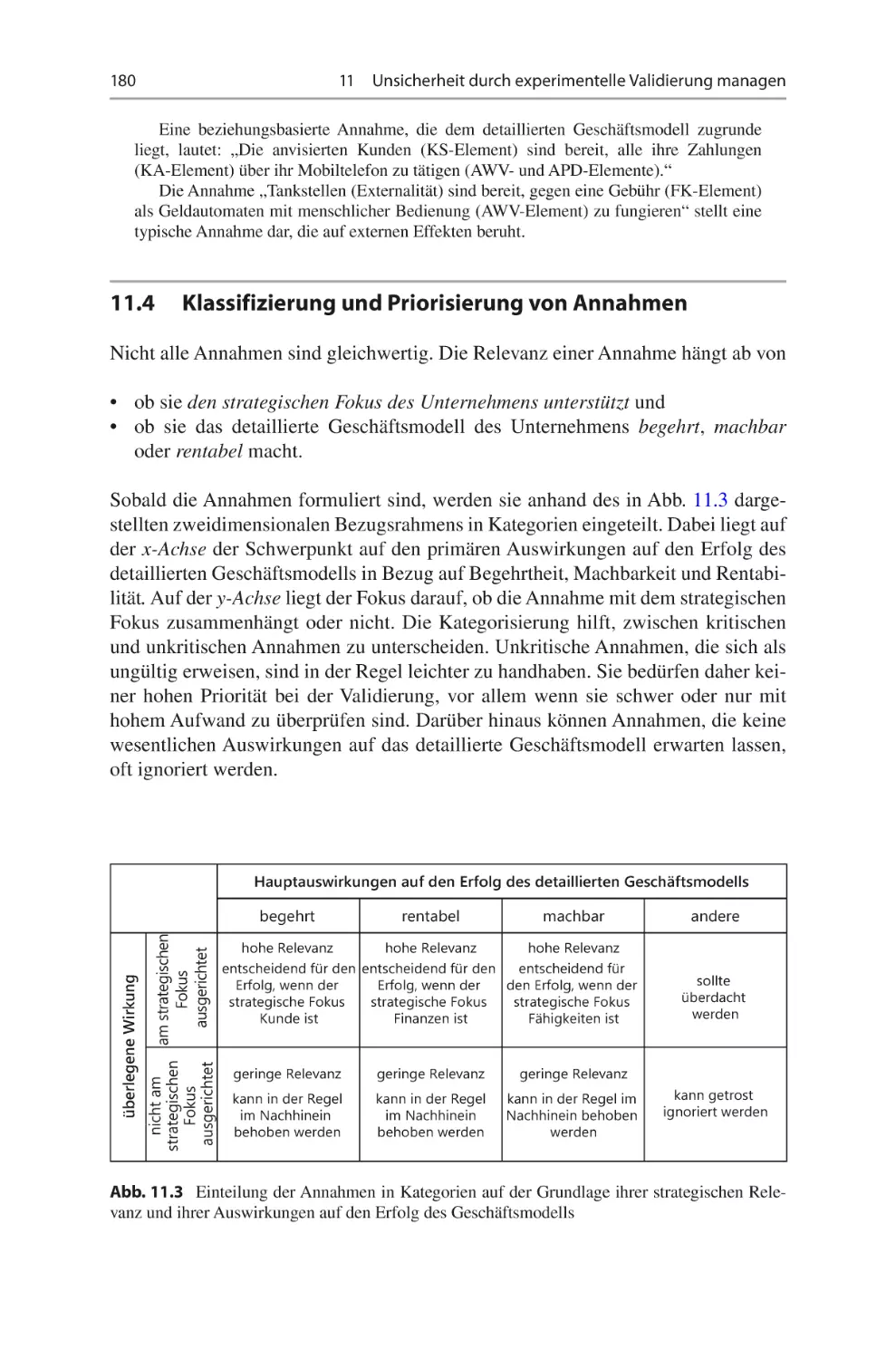 11.4	 Klassifizierung und Priorisierung von Annahmen