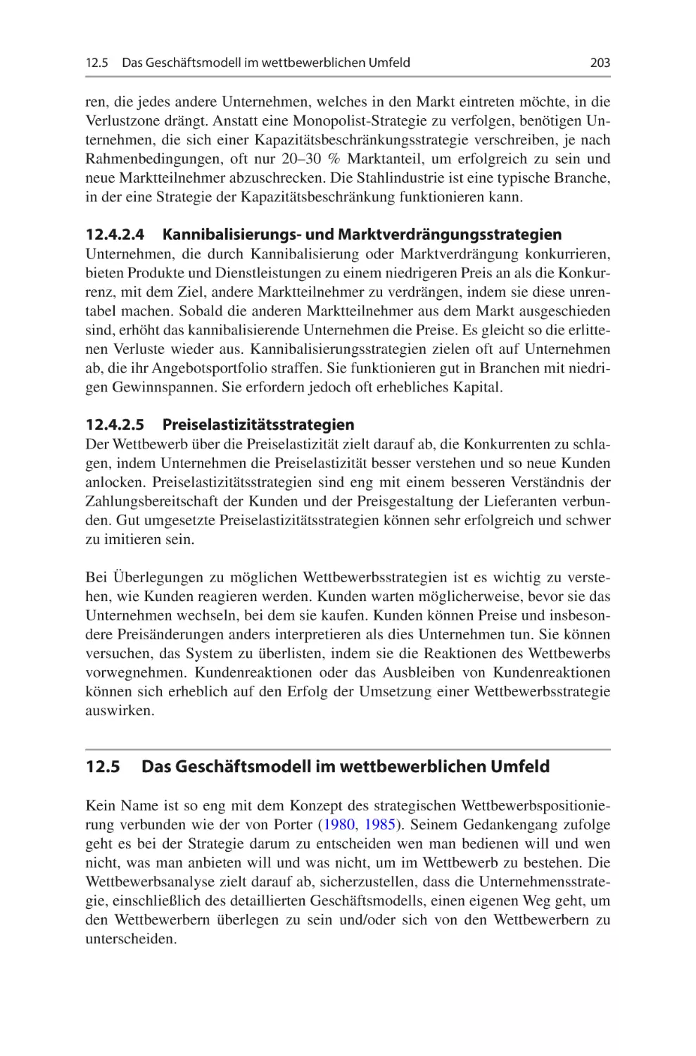 12.4.2.4	 Kannibalisierungs- und Marktverdrängungsstrategien
12.4.2.5	 Preiselastizitätsstrategien
12.5	 Das Geschäftsmodell im wettbewerblichen Umfeld