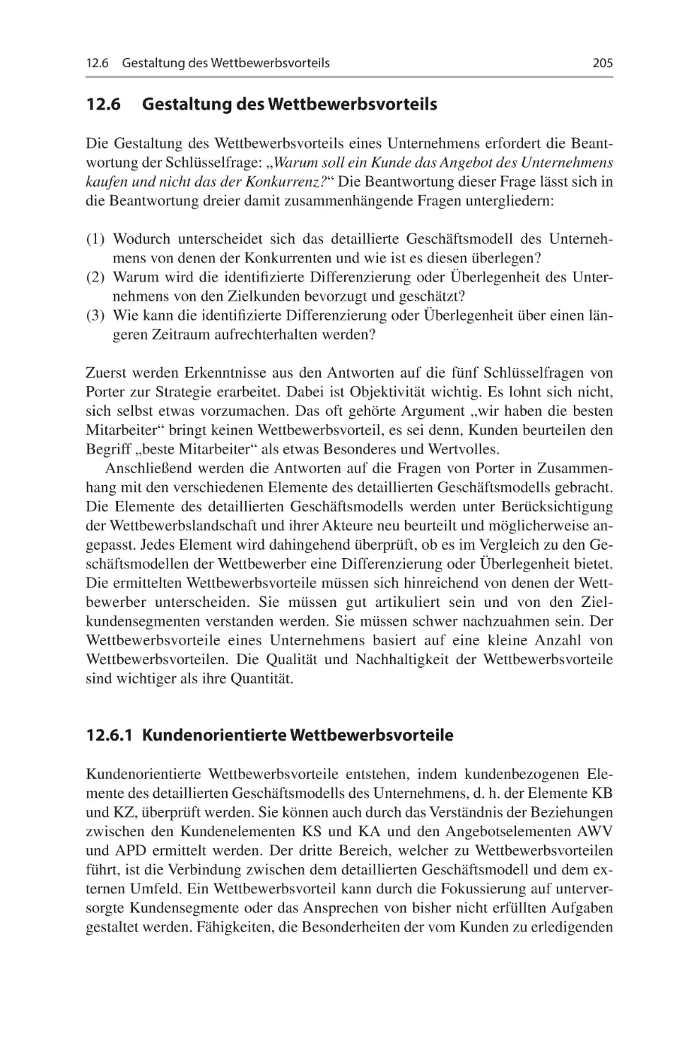 12.6	 Gestaltung des Wettbewerbsvorteils
12.6.1	 Kundenorientierte Wettbewerbsvorteile