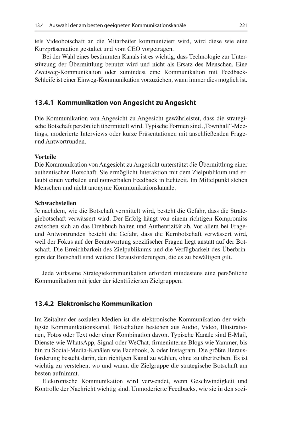 13.4.1	 Kommunikation von Angesicht zu Angesicht
13.4.2	 Elektronische Kommunikation