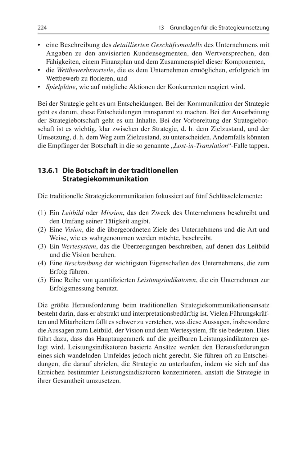 13.6.1	 Die Botschaft in der traditionellen Strategiekommunikation