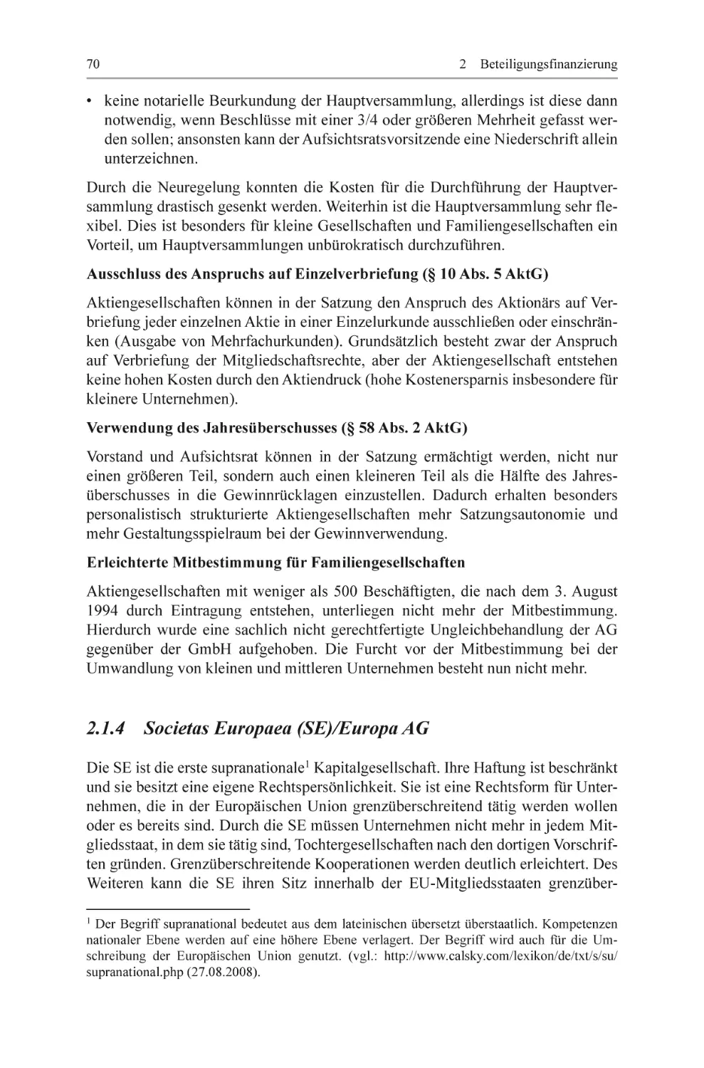 2.1.4 Societas Europaea (SE)/Europa AG