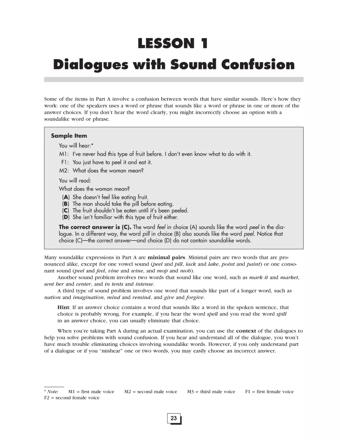 Lesson 1.  Dialogues with Sound Confusion . . . . . . . . . . . . . . . . . . .