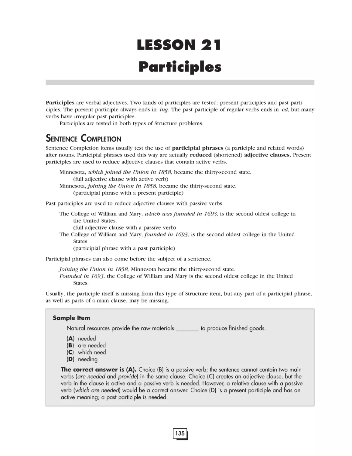 Lesson 21.  Participles . . . . . . . . . . . . . . . . . . . . . . . . . . . . . . . . . . . . . . . . .