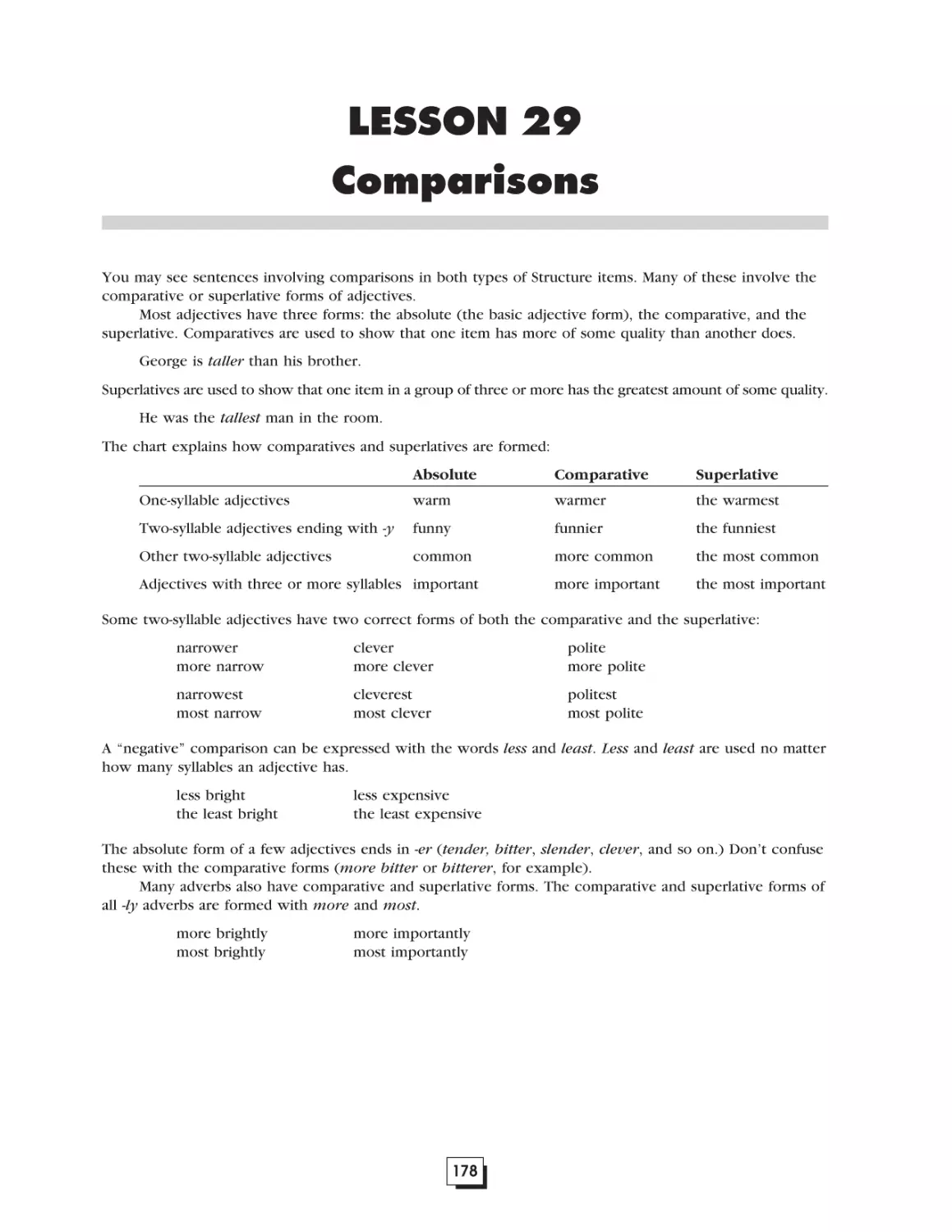 Lesson 29.  Comparisons . . . . . . . . . . . . . . . . . . . . . . . . . . . . . . . . . . . . . .