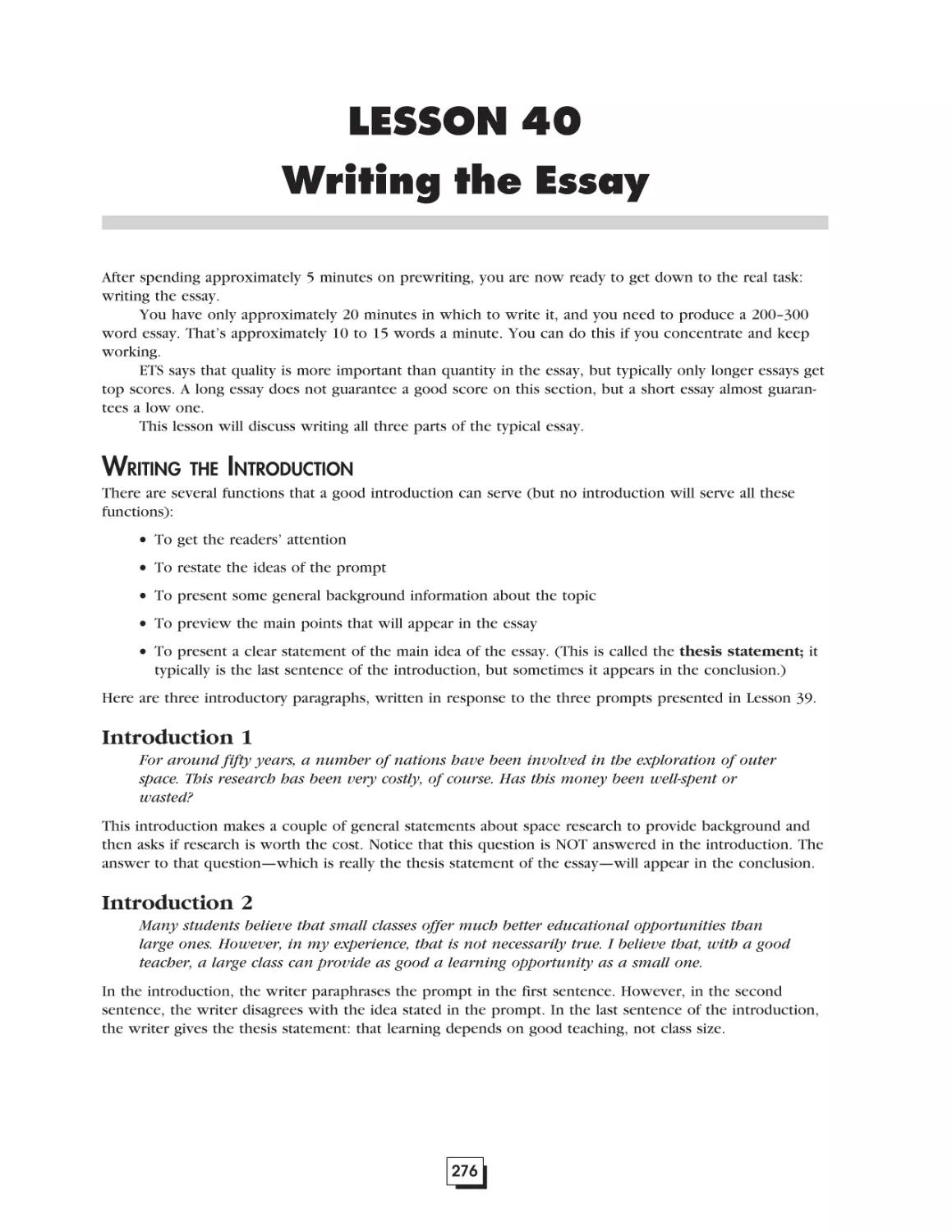 Lesson 40.  Writing the Essay . . . . . . . . . . . . . . . . . . . . . . . . . . . . . . . . . .