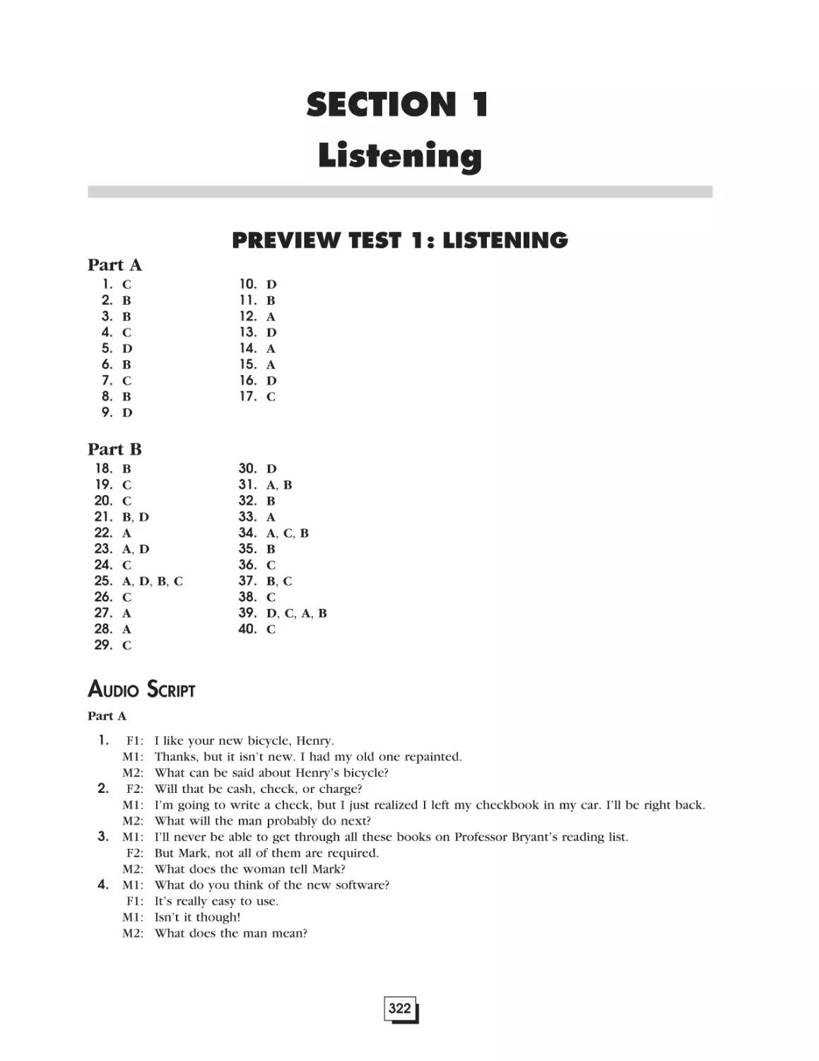 ANSWER KEYS AND AUDIO SCRIPTSSection 1.  Listening . . . . . . . . . . . . . . . . . . . . . . . . . . . . . . . . . . . . . . . . . .