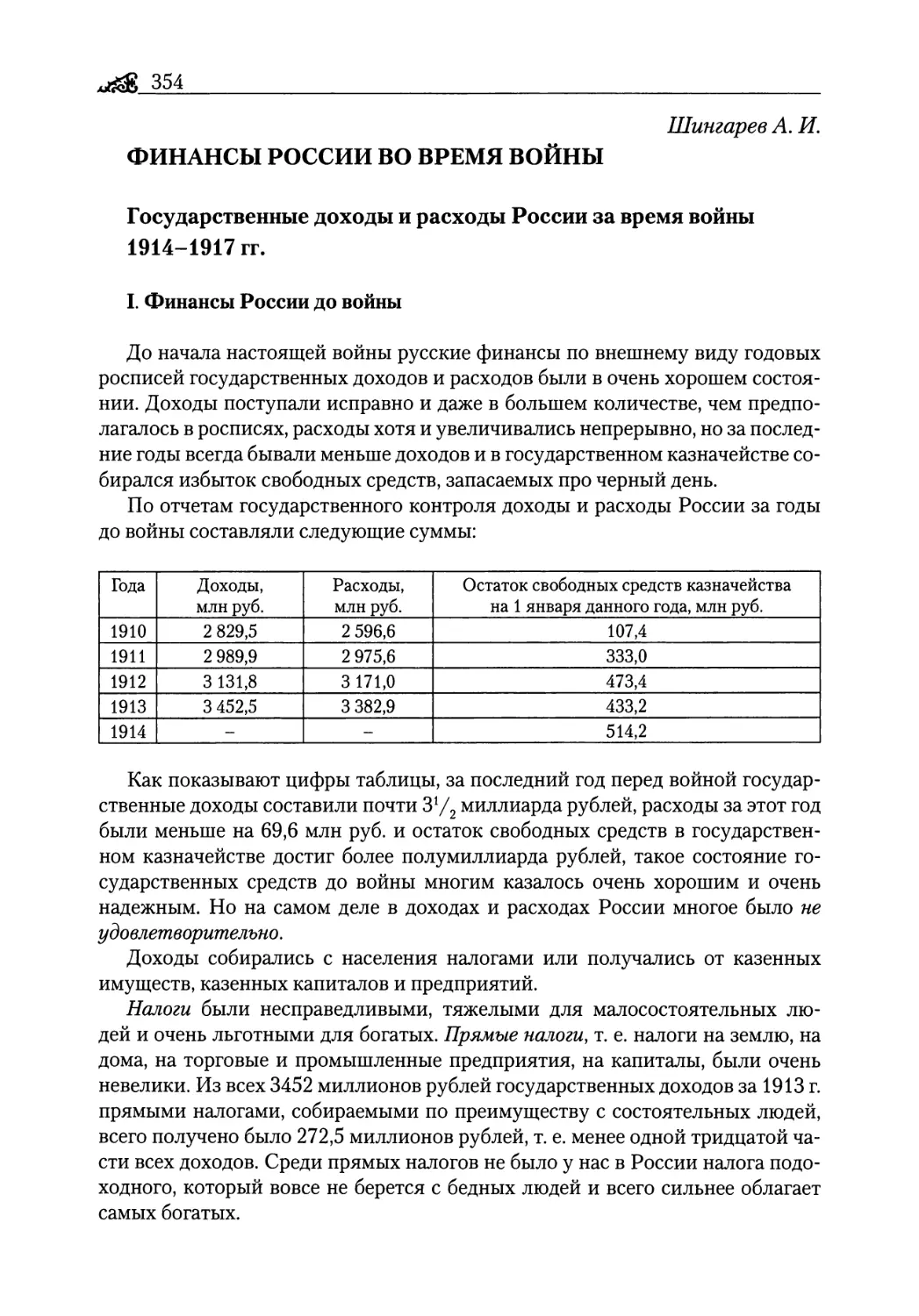 Шингарев А. И. Финансы России во время войны