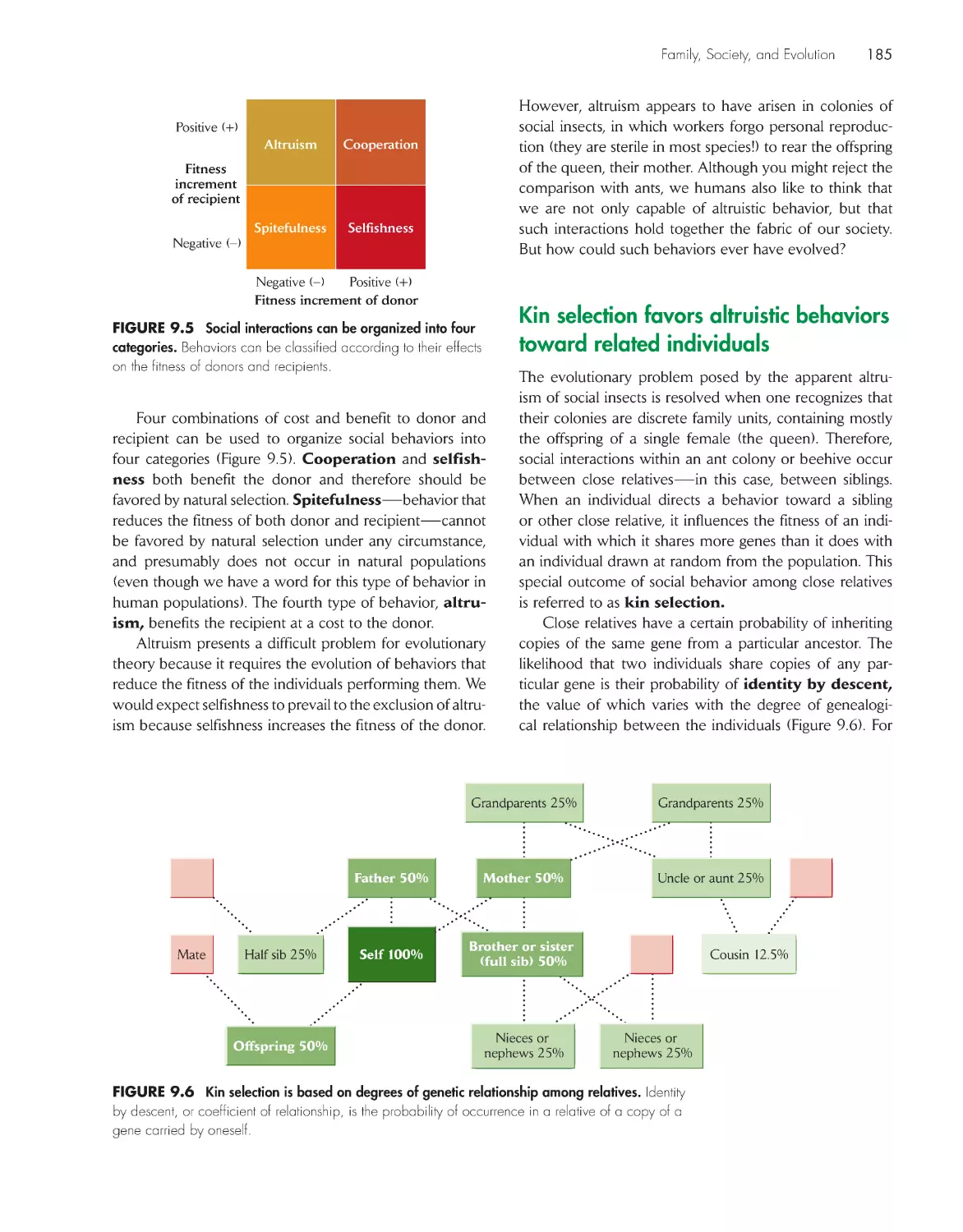 Kin selection favors altruistic behaviors toward related individuals