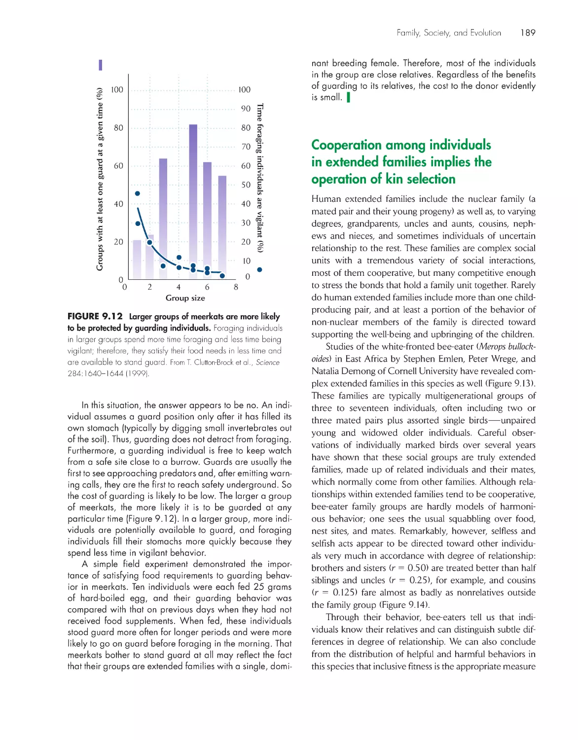 Cooperation among individuals in extended families implies the operation of kin selection