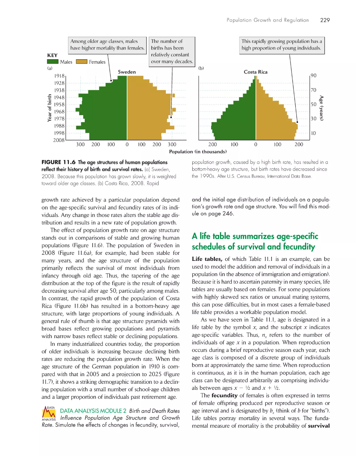 A life table summarizes age-specific schedules of survival and fecundity