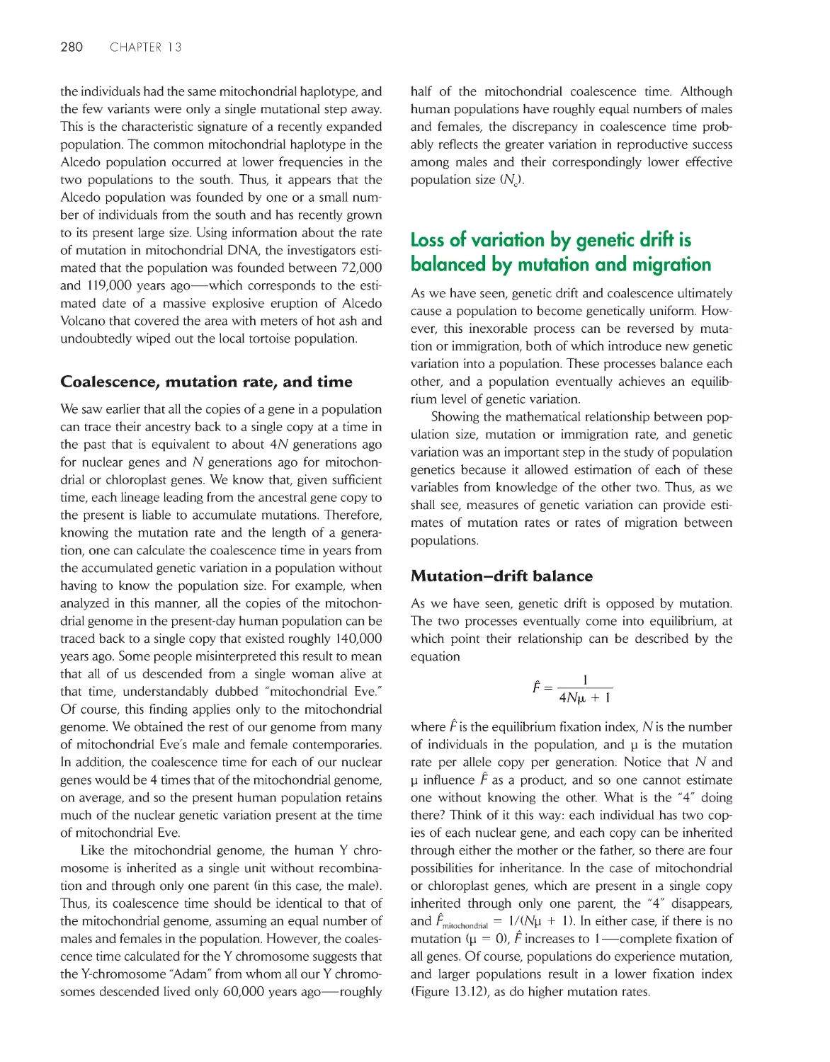 Loss of variation by genetic drift is balanced by mutation and migration