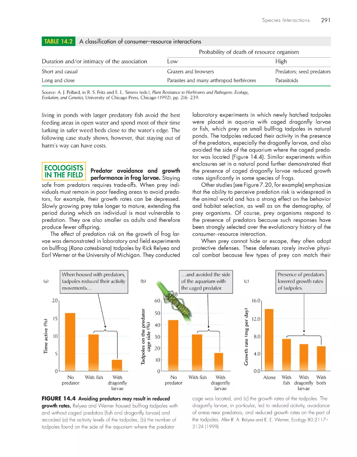 Ecologists in the Field: Predator avoidance and growth performance in frog larvae.